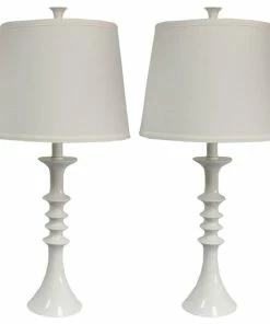 Hot Sale ⭐ Urbanest Marcato Table Lamps, Glossy White, Set Of 2 👍