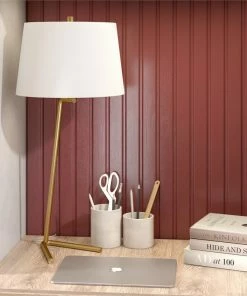 Outlet 🌟 Henn&Hart 13" Brushed Brass Finish Metal/Fabric Table Lamp 🎁 -Adesso Sales Store b09178d800e13d41 2444 w800 h800 b0 p0