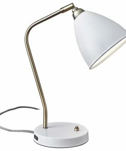 Outlet 👍 HomeRoots 6.25"x11-12.75"x16-21" White Metal Desk Lamp 👍