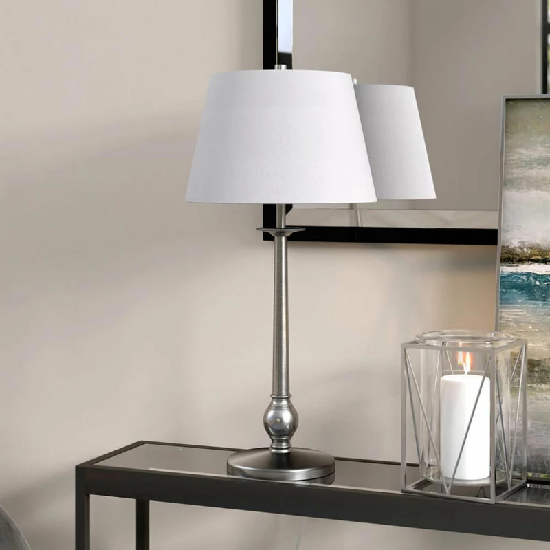 Best deal โ๏ธ Hudson&Canal Wilmer 28 Tall Table Lamp With Fabric Shade In Brushed Nickel ๐งจ 4 Best deal โ๏ธ Hudson&Canal Wilmer 28 Tall Table Lamp With Fabric Shade In Brushed Nickel ๐งจ - Image 2