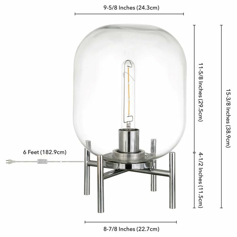 Flash Sale ๐ Hudson&Canal Edison 15.38 Tall Table Lamp With Glass Shade In Polished Nickel/Clear ๐ 6 Flash Sale ๐ Hudson&Canal Edison 15.38 Tall Table Lamp With Glass Shade In Polished Nickel/Clear ๐ - Image 4