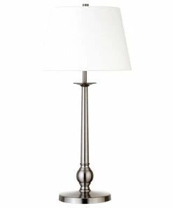 Best deal ✔️ Hudson&Canal Wilmer 28 Tall Table Lamp With Fabric Shade In Brushed Nickel 🧨