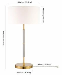Hot Sale ❤️ Hudson&Canal Simone 25 Tall 2-Light Table Lamp With Fabric Shade In Gray/Brass /White 💯 -Adesso Sales Store c6c180ed03aaf07e 2001 w800 h800 b1 p0