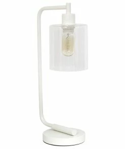 Budget ๐ All The Rages Inc. Lalia Home Modern Iron Desk Lamp With Glass Shade, White โค๏ธ