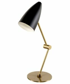 Best Sale โญ Nuevo Phillipe 1-Light Table Light, Matte Black/Matte Antique Brass ๐คฉ