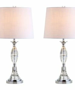 Flash Sale 🧨 JONATHAN Y Reid 25.5" Crystal Table Lamp, Chrome, Set Of 2 👍