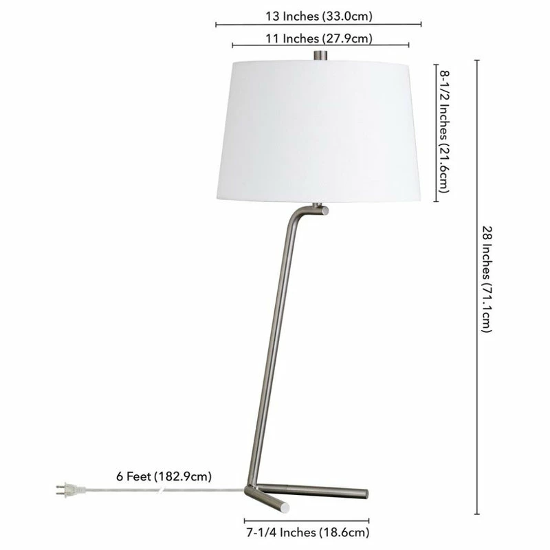 Best Sale ✨ Hudson&Canal Markos 28.5 Tall Tilted Table Lamp With Fabric Shade In Brushed Nickel/White ⌛ 6 Best Sale ✨ Hudson&Canal Markos 28.5 Tall Tilted Table Lamp With Fabric Shade In Brushed Nickel/White ⌛ - Image 4