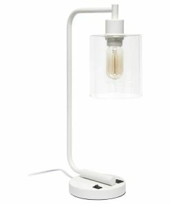 Discount 🧨 Lalia Home Modern Iron Desk Lamp With USB Port And Glass Shade 🔔