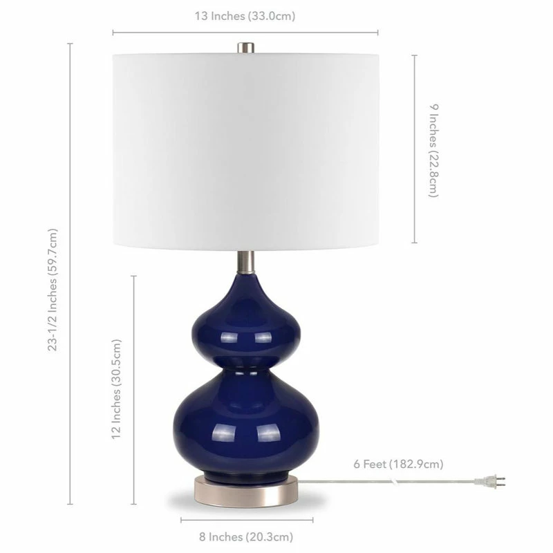 New โค๏ธ Hudson&Canal Katrin 23.5 Tall Table Lamp With Fabric Shade In Navy Blue Glass/Satin... ๐ 6 New โค๏ธ Hudson&Canal Katrin 23.5 Tall Table Lamp With Fabric Shade In Navy Blue Glass/Satin... ๐ - Image 4