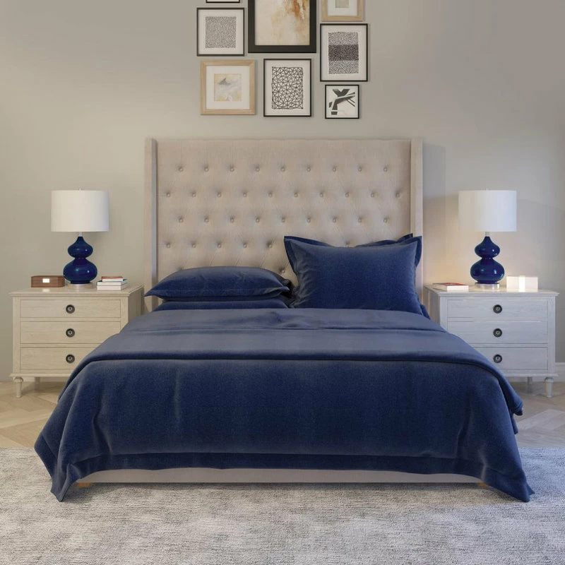 New โค๏ธ Hudson&Canal Katrin 23.5 Tall Table Lamp With Fabric Shade In Navy Blue Glass/Satin... ๐ 5 New โค๏ธ Hudson&Canal Katrin 23.5 Tall Table Lamp With Fabric Shade In Navy Blue Glass/Satin... ๐ - Image 3