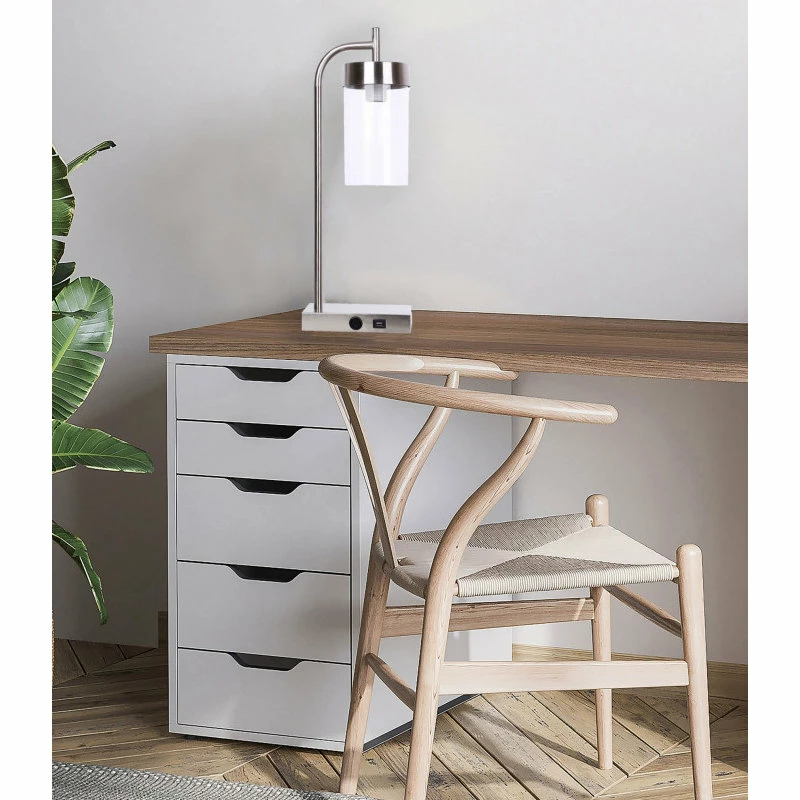 Coupon โค๏ธ LumiSource 21" Brushed Nickel Desk Lamp With USB Port In Base, Clear Glass Shade ๐ 4 Coupon โค๏ธ LumiSource 21" Brushed Nickel Desk Lamp With USB Port In Base, Clear Glass Shade ๐ - Image 2
