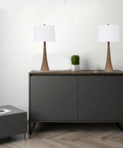 New ❤️ LumiSource 29.5" Dark Faux Wood Table Lamps, Off-White Linen Shade, , Set Of 2 🛒 -Adesso Sales Store f4214333027d0def 9836 w800 h800 b0 p0