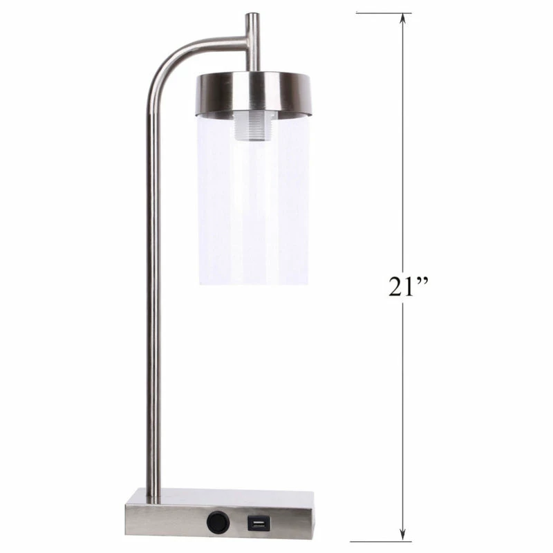 Coupon โค๏ธ LumiSource 21" Brushed Nickel Desk Lamp With USB Port In Base, Clear Glass Shade ๐ 7 Coupon โค๏ธ LumiSource 21" Brushed Nickel Desk Lamp With USB Port In Base, Clear Glass Shade ๐ - Image 5