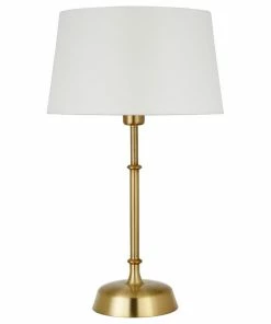 Cheapest ๐ Hudson&Canal Derek 24.25 Tall Table Lamp With Fabric Shade In Brass/White ๐ฅฐ