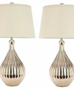 Hot Sale 🤩 Safavieh Elli 26"H Champagne Gourd Lamps, Set Of 2 😍