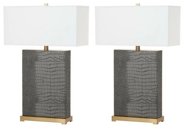 Outlet ๐ Safavieh Joyce 27.75" Faux Alligator Table Lamp, Gray ๐ 3 Outlet ๐ Safavieh Joyce 27.75" Faux Alligator Table Lamp, Gray ๐