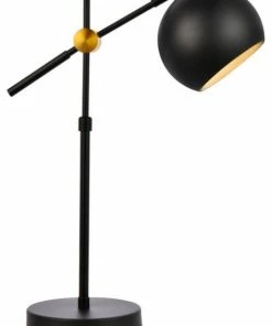 Best Sale ✔️ Elegant Furniture & Lighting Forrester 1-Light Table Lamp In Black & Brass ✨