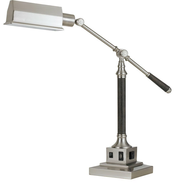 Wholesale ✔️ Cal Lighting Angelton 1-Light Desk, Brushed Steel/Wood 🎉 3 Wholesale ✔️ Cal Lighting Angelton 1-Light Desk, Brushed Steel/Wood 🎉