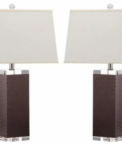 Promo 💯 Safavieh Deco 27-Inch H Leather Table Lamp, Lit4143D-Set2 👍